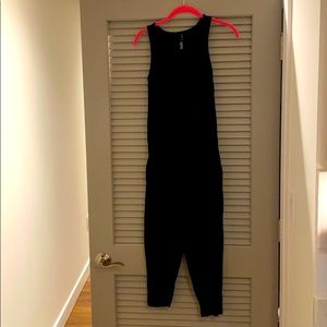 Drawstring waist Capri Black loose jumpsuit